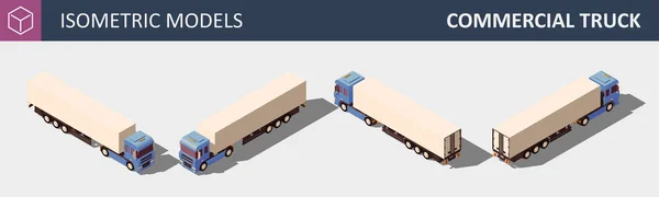 Camión comercial. Ilustración isométrica de vectores en cuatro dimensiones . — Archivo Imágenes Vectoriales