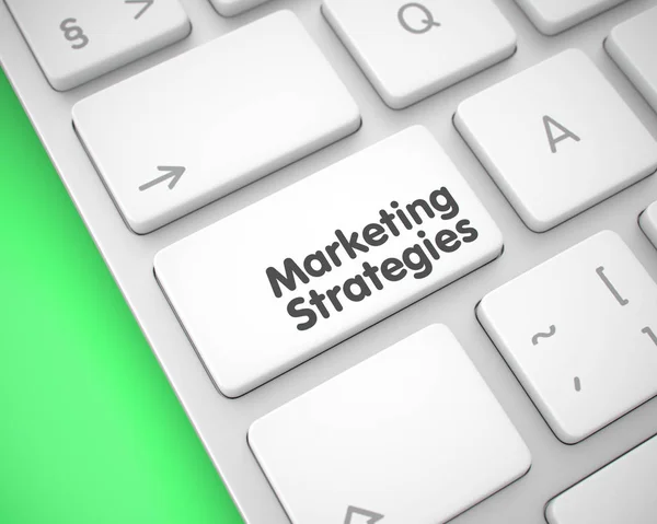 Marketing Strategies - inscriptie op de witte toets. 3D. — Stockfoto
