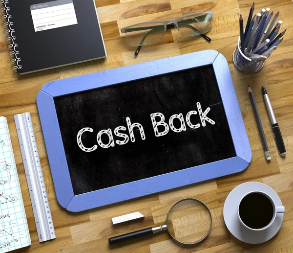 Pizarra pequeña con Cash Back. Renderizado 3d — Foto de Stock