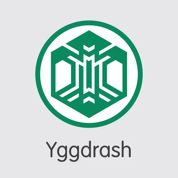 Yggdrash - Digital Coin Vector Icon of Cryptographic Currency. — Stock Vector