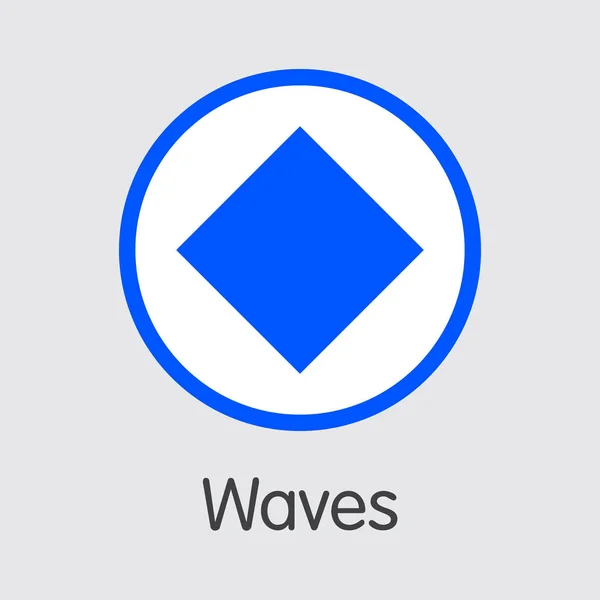 Vagues - Vagues. Les pièces de Crypto ou Crypto-monnaie logo . — Image vectorielle