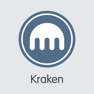 Exchange - Kraken. Kripto paralar veya Cryptocurrency logosu.