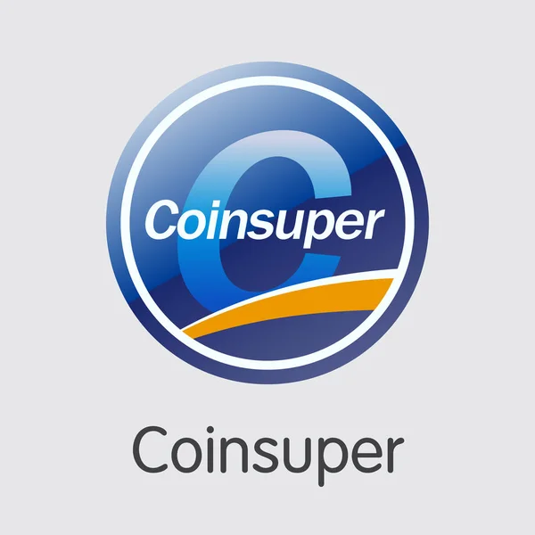 Exchange - Coinsuper. Krypto mynt eller kryptovaluta logotyp. — Stock vektor