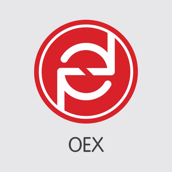 Pertukaran Oex. The Crypto Coins atau Cryptocurrency Logo . - Stok Vektor