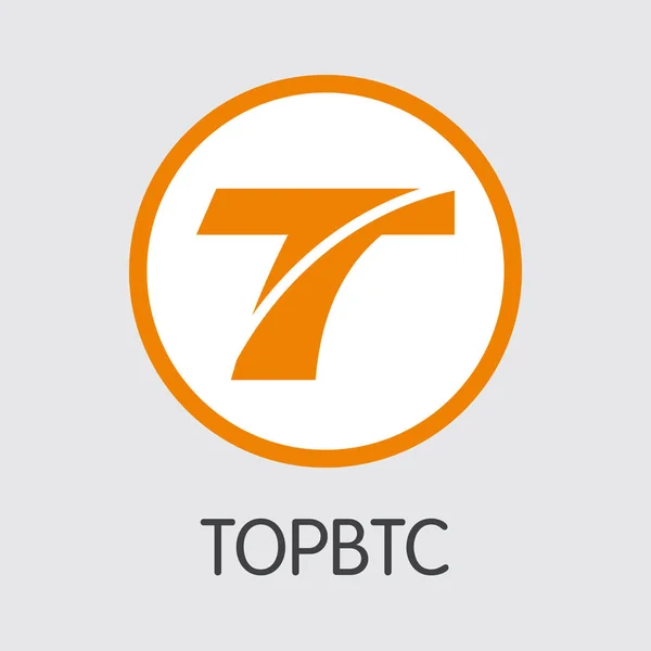 Topbtc 加密硬币或加密货币徽标 市场标志 伊科斯和令牌图标 — 图库矢量图片