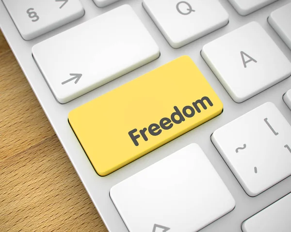 Freedom - Message on Yellow Keyboard Button. 3D. — Stock Photo, Image