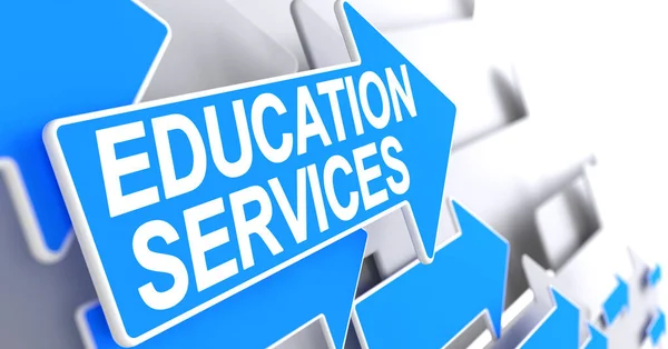 Služby v oblasti vzdělávání - zprávy na modré kurzor. 3D. — Stock fotografie