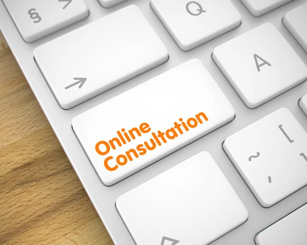 Online Consultation - Text on the White Keyboard Key. 3D. — Stock Photo, Image