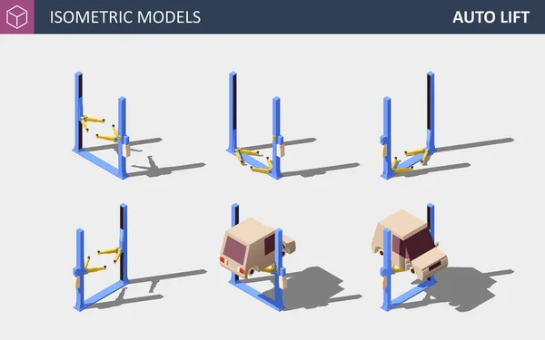 Two Post Car Lift. Auto Service Equipment Concept. — Stock Vector
