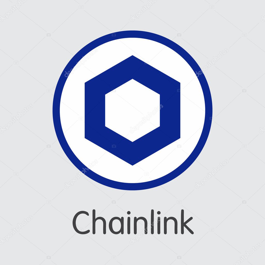 LINK - Chainlink. The Market Logo or Emblem of Coin, Market Emblem, ICOs Coins and Tokens Icon.