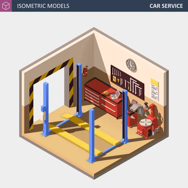 Vector Isometric Auto or Car Service Center Illustration. — Stock Vector