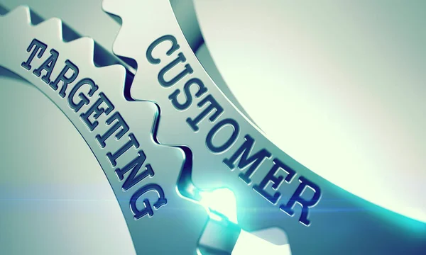 Customer Targeting - Mecanismo de Cogwheels metálicos. 3D . — Foto de Stock