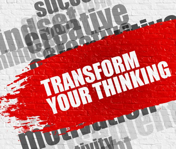 Transform Your Thinking on the Brickwall. Wordcloud Concept. — Stock Photo, Image