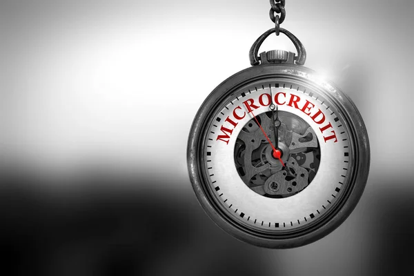 Microcredit on Vintage Pocket Watch Face. 3D Illustration. — Stock Photo, Image