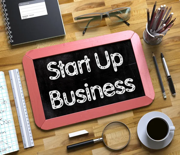 Mała tablica z Start Up biznes koncepcja. 3D. — Zdjęcie stockowe