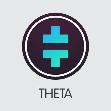 Teta - Theta. Cryptocurrency veya Pazar amblemi simgesini.