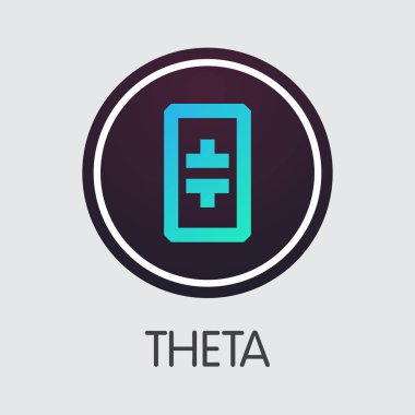 Teta - Theta. Cryptocurrency veya Pazar amblemi simgesini.