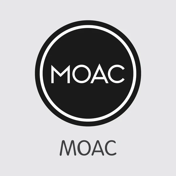 Moac - moac. das Handelslogo der Münze oder des Marktwappens. — Stockvektor