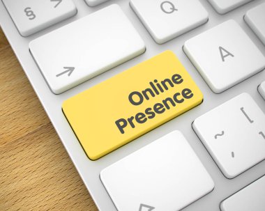 Çevrimiçi durum - metin üstünde sarı klavye düğme. 3D.