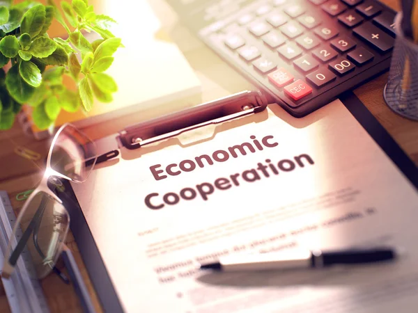 Cooperación Económica en Portapapeles. Concepto de negocio. 3d . — Foto de Stock