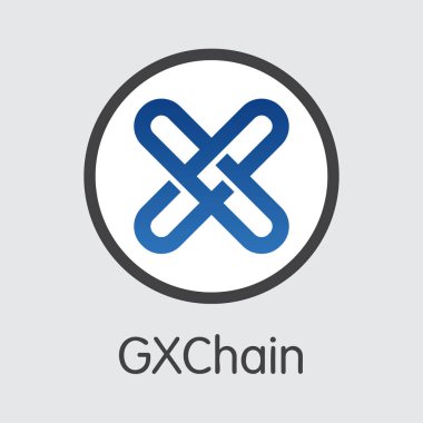 GXS - Gxchain. Bozuk para veya Pazar amblemi ticaret logosu.