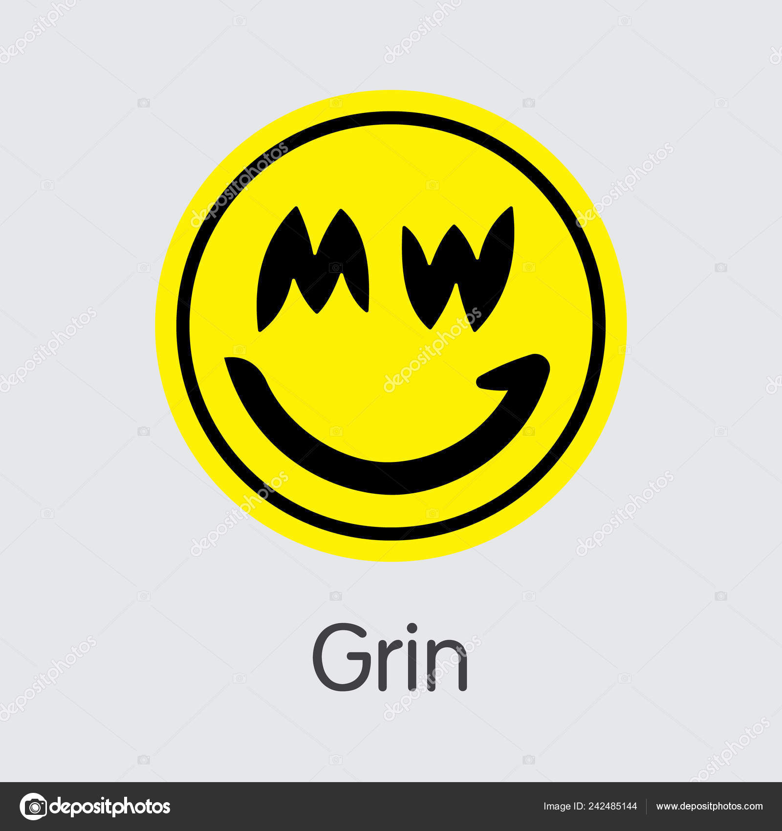 GRIN - Grin. The Market Logo of Coin or Market Emblem. Stock Vector by  ©tashatuvango 242485144