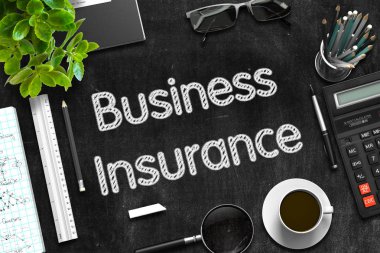 İş sigorta - siyah kara tahta üzerinde metin. 3D render.