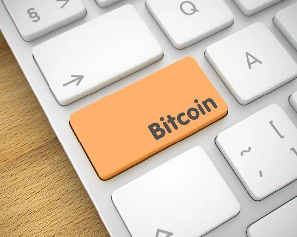 Bitcoin - Mensaje en el teclado naranja. 3D . — Foto de Stock