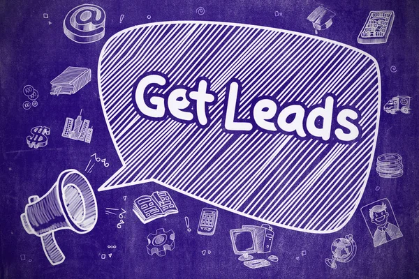 Get Leads - Illustration dessinée à la main sur le tableau bleu . — Photo