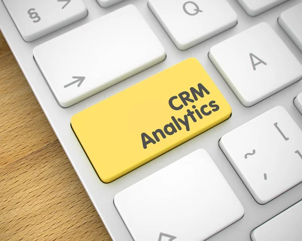 CRM Analytics - повідомлення на жовтій клавіатурі. тривимірний . — стокове фото