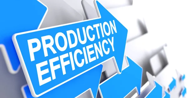 Productie-efficiëntie - Label op de blauwe pijl. 3D. — Stockfoto
