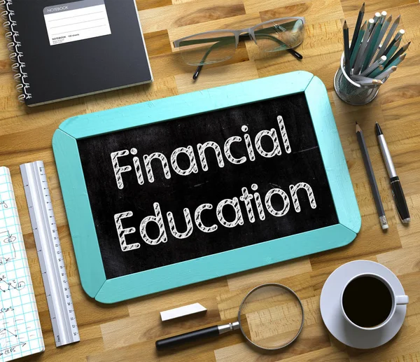 Financial Education - Text on Small Chalkboard. 3d Render — Stock Photo, Image