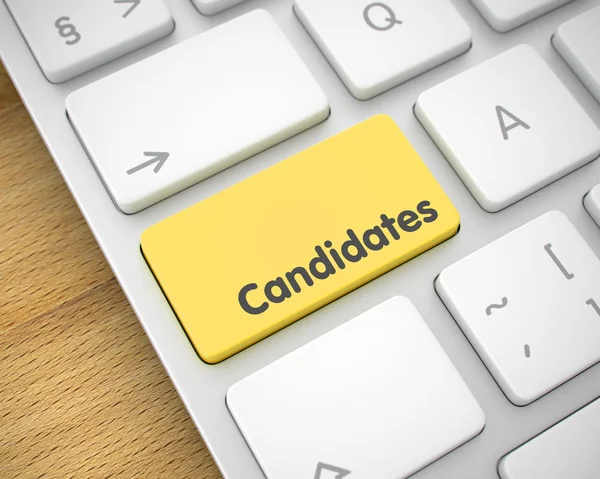 Kandidaten - bericht op gele toetsenbord knop. 3D. — Stockfoto