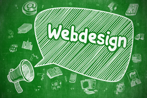 Webdesign - Hand Drawn Illustration on Green Chalkboard. — Stock Photo, Image