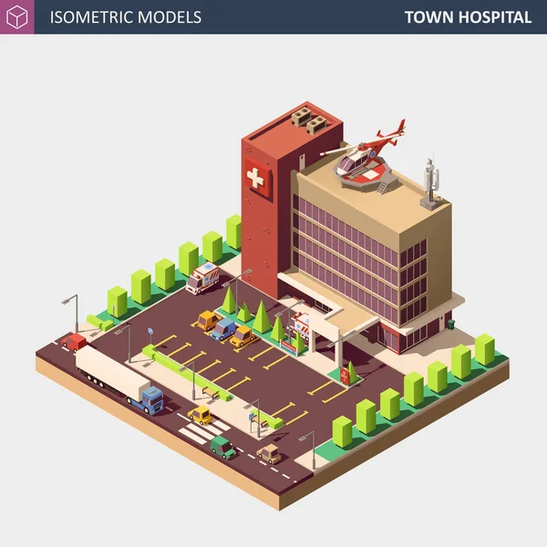 Nemocnici nebo v ambulanci budovy. Izometrické plochý vektorové ilustrace. — Stockový vektor