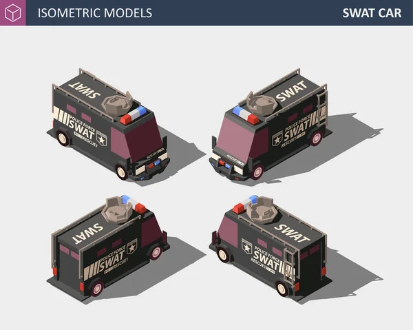 Izometrikus rendőrség Van. Páncélozott különleges erők jármű Swat — Stock Vector