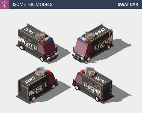 Carrinha da Polícia Isométrica. Veículo de Forças Especiais blindadas SWAT —  Vetores de Stock