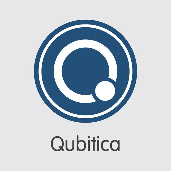 Qbit - Qubitica. Het pictogram van virtuele Momey of markt embleem. — Stockvector