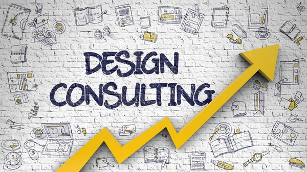 Design Consulting Drawn on White Brickwall. 3d.