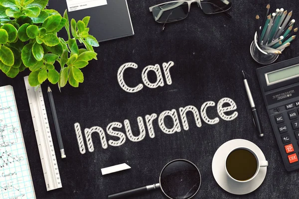 Car Insurance Concept on Black Chalkboard. 3D Rendering. — Stock Photo, Image