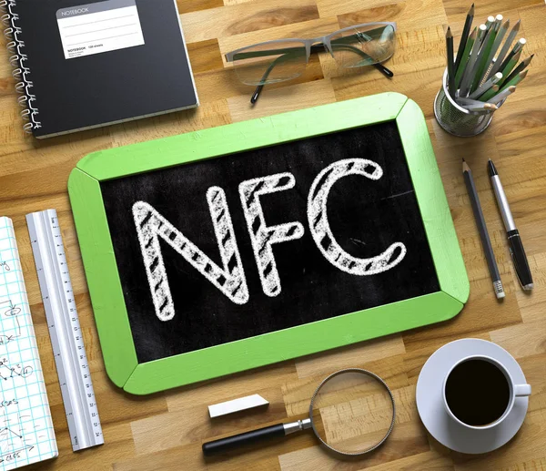 작은 칠판에 필기 하는 Nfc. 3d 렌더링. — 스톡 사진