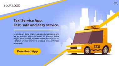 Taksi Hizmetleri mobil uygulaması ile sevimli sarı taksi.