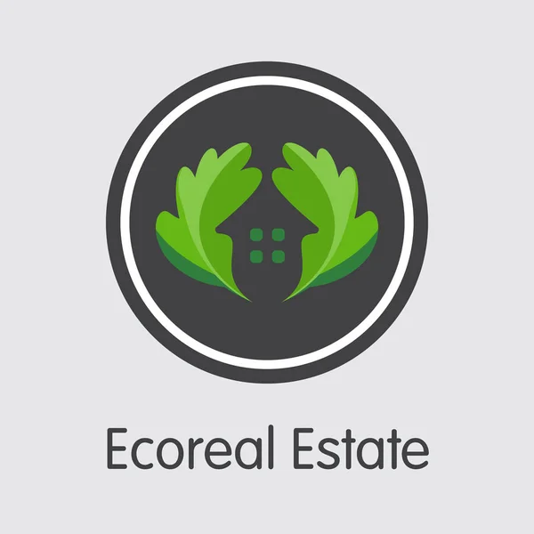 ECOREAL - Ecoreal Estate. El logotipo de la moneda o el emblema del mercado . — Archivo Imágenes Vectoriales