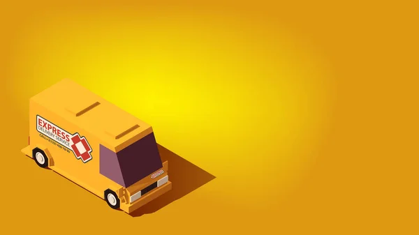 Yellow Express Delivery Car. Logística o reubicación Concepto isométrico . — Vector de stock