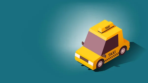 Taxi amarillo. en el fondo del paisaje de la ciudad. IsoFlat estilo Vector Ilustración . — Vector de stock