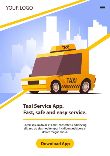 Service de taxi avec cabine rétro jaune. Illustration vectorielle . — Image vectorielle