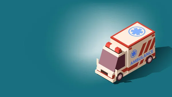 Servicio Médico de Ambulancia o Emergencia. Ilustración de vectores isométricos . — Vector de stock