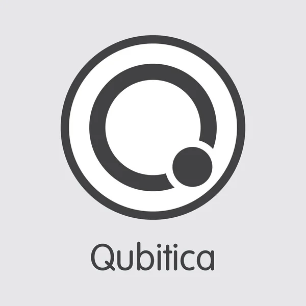 Qbit-Qubitica 동전 또는 시장 엠 블 럼의 시장 로고. — 스톡 벡터