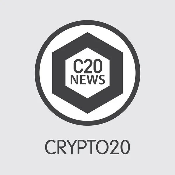 C20-Crypto20. Het icoon van geld of markt embleem. — Stockvector