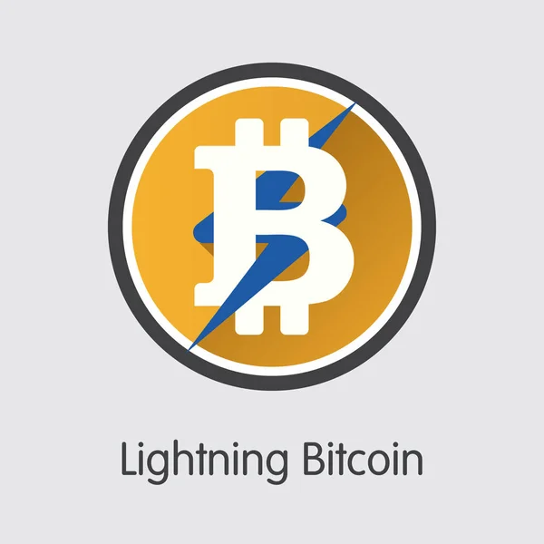 LBTC - Rayo Bitcoin - El icono de la moneda o emblema del dinero . — Vector de stock